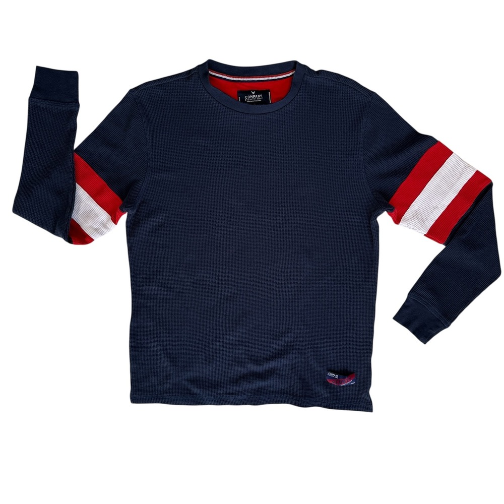 Mens Long Sleeve Thermal Shirt Medium‎ Navy Red Bloke Sporty Casual